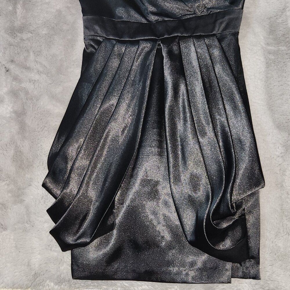 Black Satin One shoulder Mini Dress Size M - Picture 8 of 9